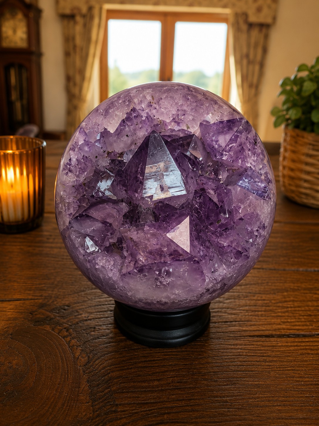 HUGE / Giant Large Amethyst Sphere 1, Premium Grade Purple Quartz Geode Crystal 4.069g – 15cm Diameter
