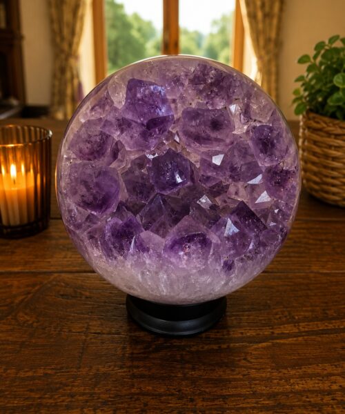 HUGE / Giant Large Amethyst Sphere 2, Premium Grade Purple Quartz Geode Crystal 3.293g – 14.5cm Diameter