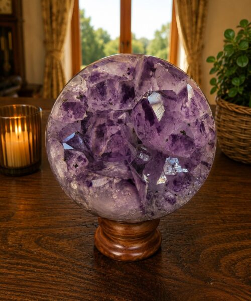 HUGE / Giant Large Amethyst Sphere 6, Premium Grade Purple Quartz Geode Crystal 2.418g – 14cm Diameter