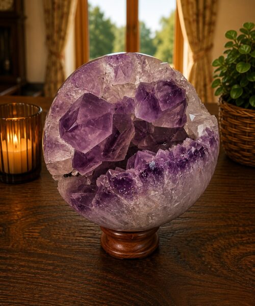 HUGE / Giant Large Amethyst Sphere 7, Premium Grade Purple Quartz Geode Crystal 2.199g – 13cm Diameter
