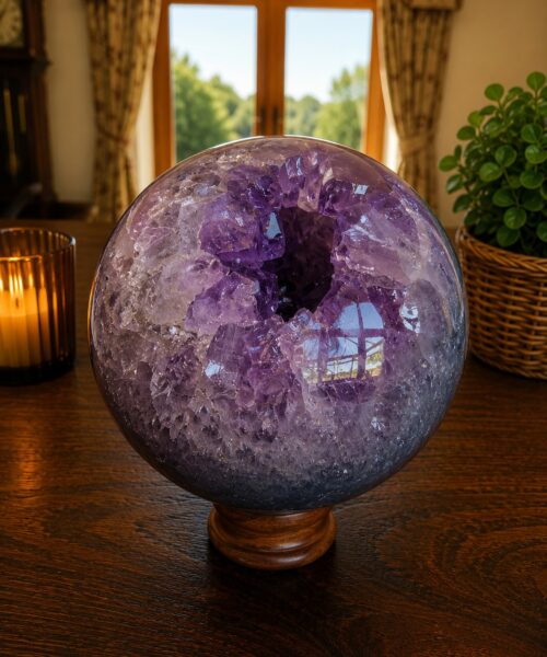 HUGE / Giant Large Amethyst Sphere 8, Premium Grade Purple Quartz Geode Crystal 3.710g – 14.5cm Diameter