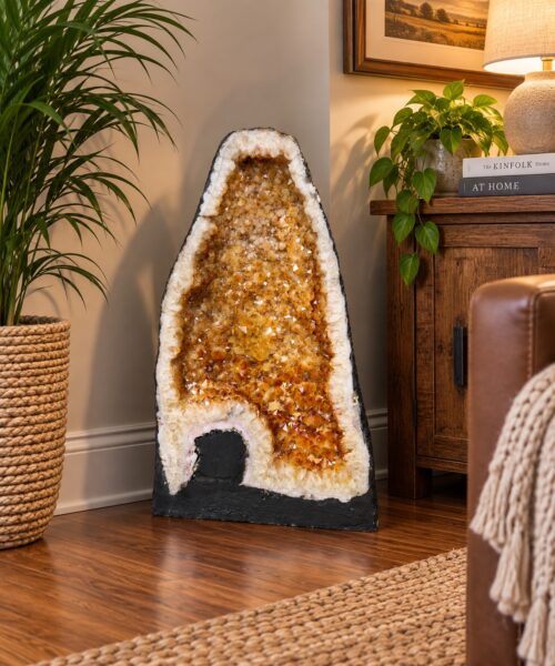 Tall Citrine Geode 444 Crystal Cluster Druzy Premium Grade 32.76kg H51xW30xD21cm