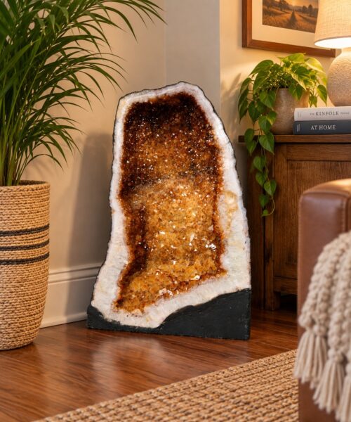 Tall Citrine Geode 445 Crystal Cluster Druzy Premium Grade 33.78kg H50xW34xD21cm