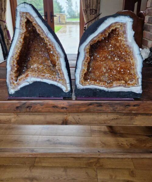 Citrine Geode Pair 427 & 428 Crystal Cluster Druzy Premium Grade 24kg each H38xW29xD24cm (can split) - Image 11