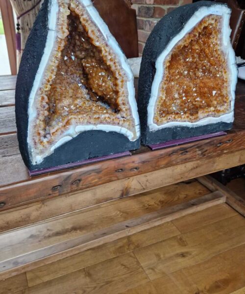 Alternative view of Citrine Geode Pair 427 & 428 Crystal Cluster Druzy Premium Grade 24kg each H38xW29xD24cm (can split)