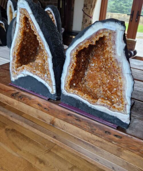 Citrine Geode Pair 427 & 428 Crystal Cluster Druzy Premium Grade 24kg each H38xW29xD24cm (can split) - Image 3