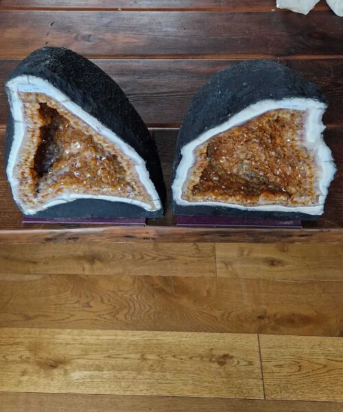 Citrine Geode Pair 427 & 428 Crystal Cluster Druzy Premium Grade 24kg each H38xW29xD24cm (can split) - Image 6