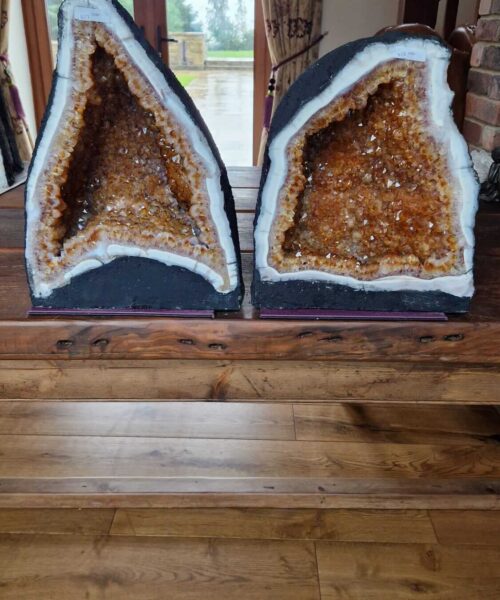 Citrine Geode Pair 427 & 428 Crystal Cluster Druzy Premium Grade 24kg each H38xW29xD24cm (can split) - Image 8