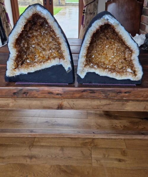 Citrine Geode Pair 431 & 432 Crystal Cluster Druzy Premium Grade 19kg each H35xW33xD18cm (can split) - Image 11