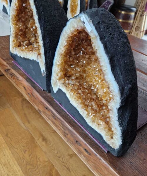Alternative view of Citrine Geode Pair 431 & 432 Crystal Cluster Druzy Premium Grade 19kg each H35xW33xD18cm (can split)
