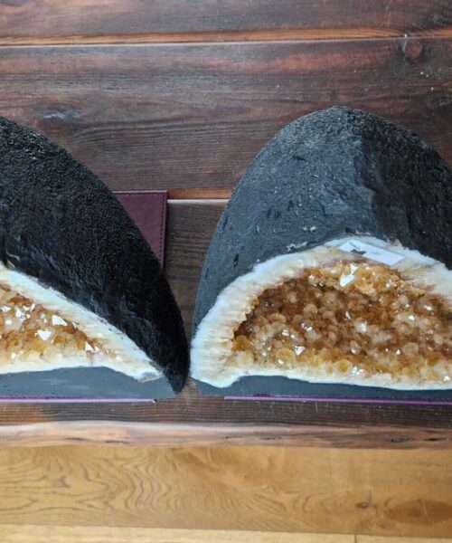 Citrine Geode Pair 431 & 432 Crystal Cluster Druzy Premium Grade 19kg each H35xW33xD18cm (can split) - Image 3