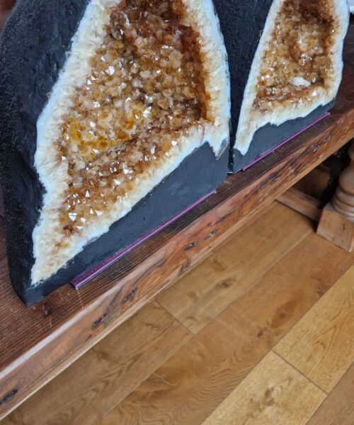 Citrine Geode Pair 431 & 432 Crystal Cluster Druzy Premium Grade 19kg each H35xW33xD18cm (can split) - Image 4