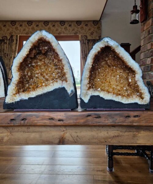 Citrine Geode Pair 431 & 432 Crystal Cluster Druzy Premium Grade 19kg each H35xW33xD18cm (can split) - Image 6