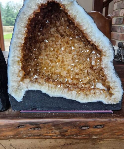 Citrine Geode Pair 431 & 432 Crystal Cluster Druzy Premium Grade 19kg each H35xW33xD18cm (can split) - Image 8