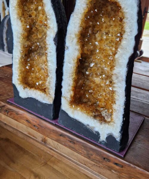 Alternative view of Tall Citrine Geode PAIR 453 & 454 Crystal Cluster Druzy Premium Grade 19kg each H45xW23xD18cm