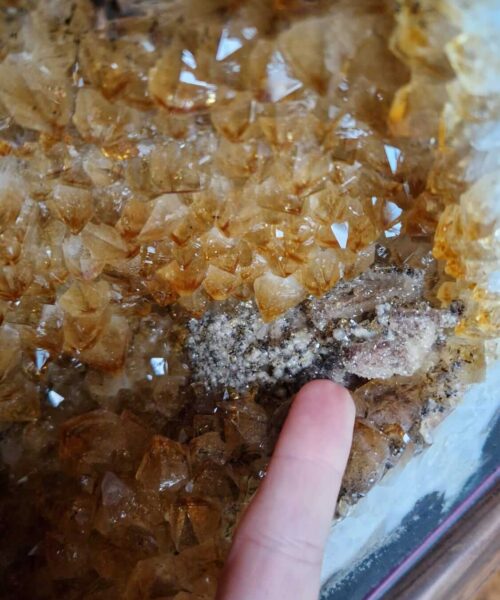 Tall Citrine Geode PAIR 453 & 454 Crystal Cluster Druzy Premium Grade 19kg each H45xW23xD18cm - Image 4