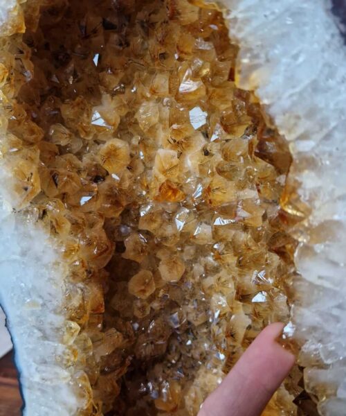 Tall Citrine Geode PAIR 453 & 454 Crystal Cluster Druzy Premium Grade 19kg each H45xW23xD18cm - Image 5