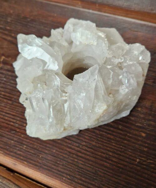 Alternative view of Large Premium Rock Crystal Quartz Candle Holder 15 Clear Crystal White Tealight Holders 1.234g H8xW14xD12.5cm