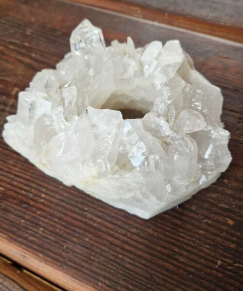 Large Premium Rock Crystal Quartz Candle Holder 15 Clear Crystal White Tealight Holders 1.234g H8xW14xD12.5cm - Image 3