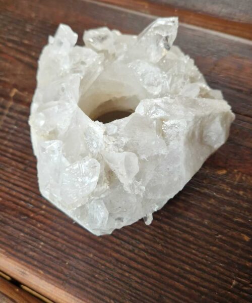 Large Premium Rock Crystal Quartz Candle Holder 15 Clear Crystal White Tealight Holders 1.234g H8xW14xD12.5cm - Image 4