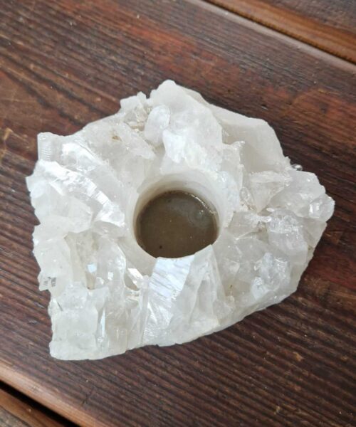 Large Premium Rock Crystal Quartz Candle Holder 15 Clear Crystal White Tealight Holders 1.234g H8xW14xD12.5cm - Image 9