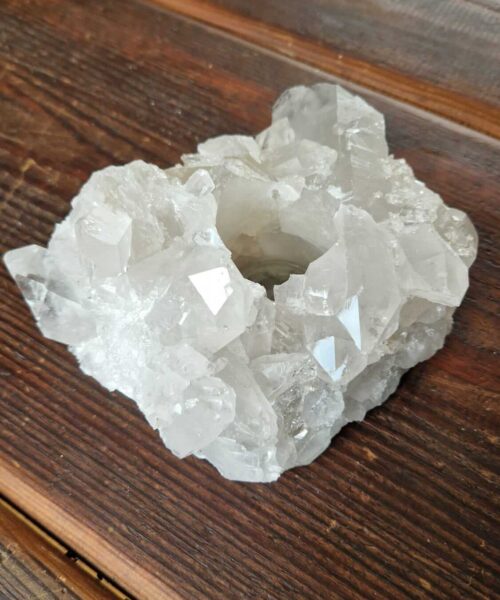 Alternative view of Large Premium Rock Crystal Quartz Candle Holder 16 Clear Crystal White Tealight Holders 1.295g H7xW15xD11.5cm