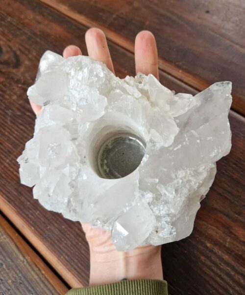 Large Premium Rock Crystal Quartz Candle Holder 16 Clear Crystal White Tealight Holders 1.295g H7xW15xD11.5cm - Image 10