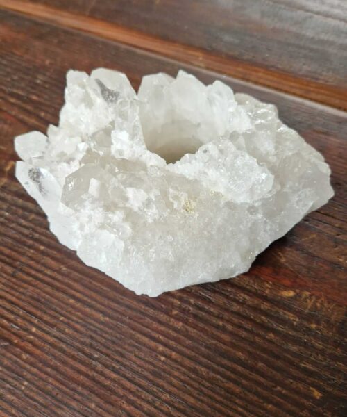 Alternative view of Large Premium Rock Crystal Quartz Candle Holder 17 Clear Crystal White Tealight Holders 1.066g H6xW13.5xD11cm