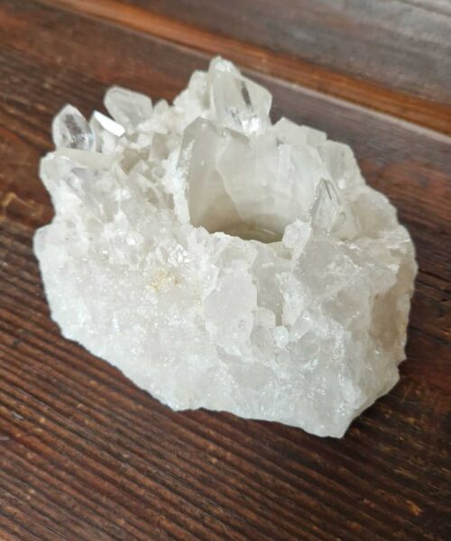 Large Premium Rock Crystal Quartz Candle Holder 17 Clear Crystal White Tealight Holders 1.066g H6xW13.5xD11cm - Image 3