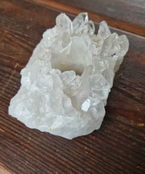 Large Premium Rock Crystal Quartz Candle Holder 17 Clear Crystal White Tealight Holders 1.066g H6xW13.5xD11cm - Image 4
