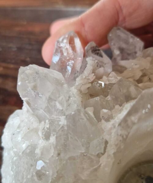 Large Premium Rock Crystal Quartz Candle Holder 17 Clear Crystal White Tealight Holders 1.066g H6xW13.5xD11cm - Image 8