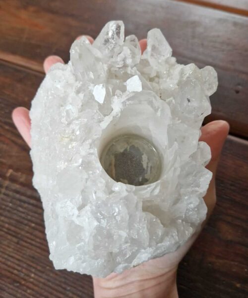 Large Premium Rock Crystal Quartz Candle Holder 17 Clear Crystal White Tealight Holders 1.066g H6xW13.5xD11cm - Image 10