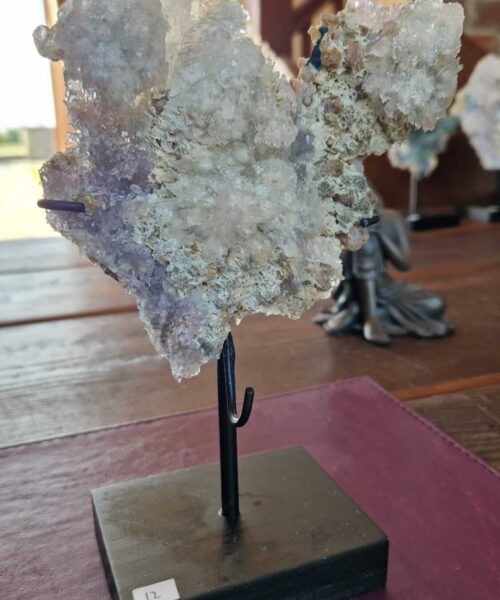 Alternative view of Amethyst Flower 12 Crystal Formation Rare Cluster on Stand 471g H20xW13.5xD7cm