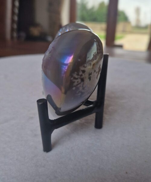 Alternative view of Agate Angel Aura Heart on Stand 29, Aura, Titanium, Cluster, Crystal, Gemstone 338g – H7.5xW9xD5cm