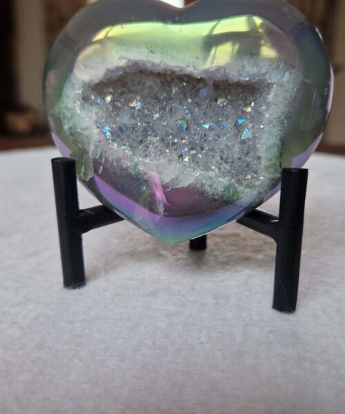 Agate Angel Aura Heart on Stand 30, Aura, Titanium, Cluster, Crystal, Gemstone 315g – H7.5xW8xD5cm