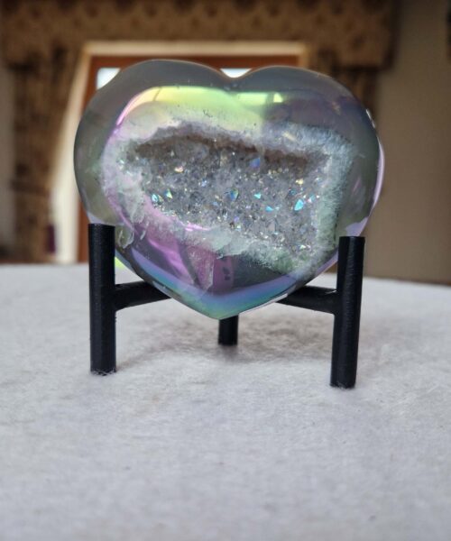 Agate Angel Aura Heart on Stand 30, Aura, Titanium, Cluster, Crystal, Gemstone 315g – H7.5xW8xD5cm - Image 9