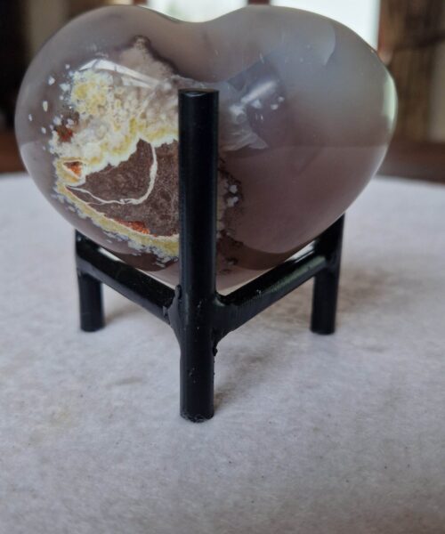 Alternative view of Agate Angel Aura Heart on Stand 31, Aura, Titanium, Cluster, Crystal, Gemstone 303g – H6.5xW7.5xD5cm