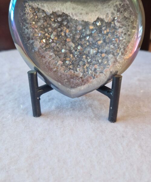 Agate Angel Aura Heart on Stand 36, Aura, Titanium, Cluster, Crystal, Gemstone 416g – H9.5xW9.5xD5cm
