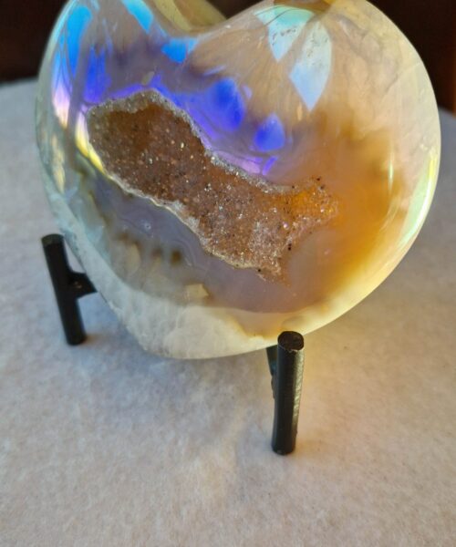 Agate Angel Aura Heart on Stand 41, Aura, Titanium, Cluster, Crystal, Gemstone 801g – H9.5xW11.5xD6cm - Image 9