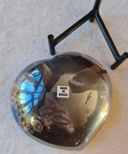 Agate Angel Aura Heart on Stand 42, Aura, Titanium, Cluster, Crystal, Gemstone 664g – H10xW11xD6cm - Image 7