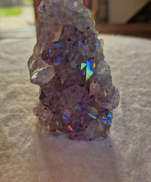 Premium High Grade Amethyst Angel Aura Druzy 230 Mini Geode Cluster Piece Cut Base 241g H7.5xW5xD6cm