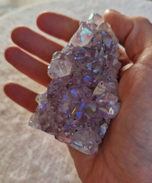 Premium High Grade Amethyst Angel Aura Druzy 230 Mini Geode Cluster Piece Cut Base 241g H7.5xW5xD6cm - Image 5