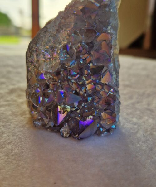 Premium High Grade Amethyst Angel Aura Druzy 233 Mini Geode Cluster Piece Cut Base 237g H7xW5.5xD4.5cm