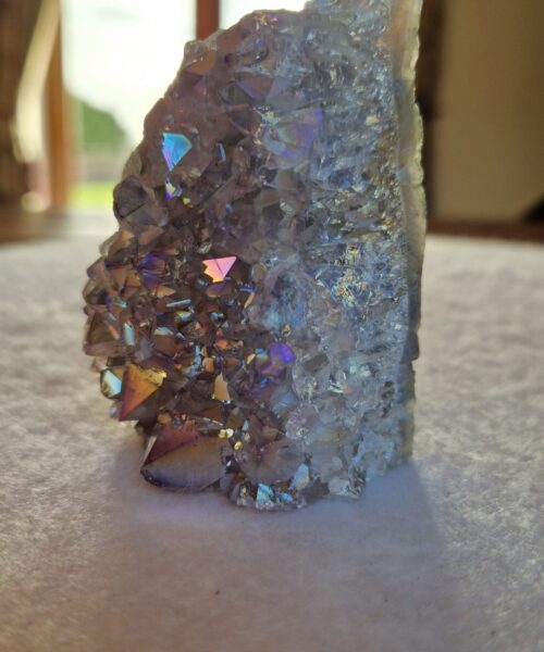 Premium High Grade Amethyst Angel Aura Druzy 233 Mini Geode Cluster Piece Cut Base 237g H7xW5.5xD4.5cm - Image 3