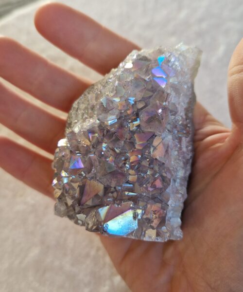 Premium High Grade Amethyst Angel Aura Druzy 233 Mini Geode Cluster Piece Cut Base 237g H7xW5.5xD4.5cm - Image 5