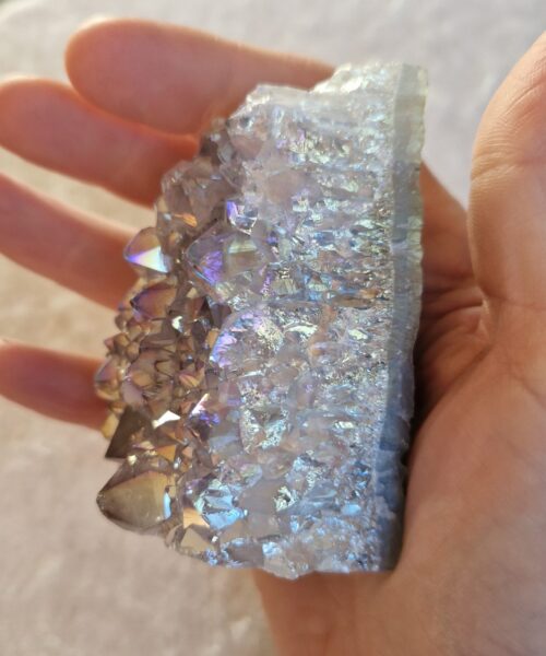 Premium High Grade Amethyst Angel Aura Druzy 233 Mini Geode Cluster Piece Cut Base 237g H7xW5.5xD4.5cm - Image 6