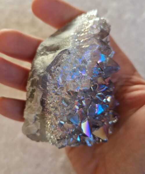 Premium High Grade Amethyst Angel Aura Druzy 233 Mini Geode Cluster Piece Cut Base 237g H7xW5.5xD4.5cm - Image 7