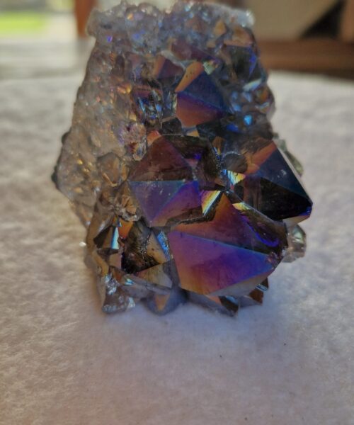Premium High Grade Amethyst Angel Aura Druzy 234 Mini Geode Cluster Piece Cut Base 246g H6xW5xD6cm