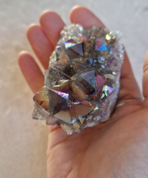 Premium High Grade Amethyst Angel Aura Druzy 234 Mini Geode Cluster Piece Cut Base 246g H6xW5xD6cm - Image 5