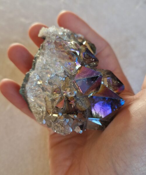 Premium High Grade Amethyst Angel Aura Druzy 234 Mini Geode Cluster Piece Cut Base 246g H6xW5xD6cm - Image 6